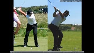 Jon Rahm golf swing  Long Iron faceon amp downtheline July 2017 [upl. by Nohsad]