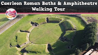 CAERLEON ROMAN BATHS amp AMPHITHEATRE WALES  Walking Tour  Pinned on Places [upl. by Annoek]