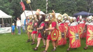 Roman Reenactment at the Amphitheatre in Caerleon Marching In [upl. by Nanoc576]