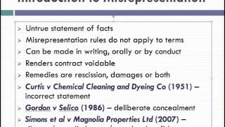 Misrepresentation Lecture 1 of 4 [upl. by Naed]